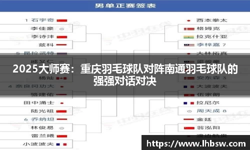 2025大师赛：重庆羽毛球队对阵南通羽毛球队的强强对话对决